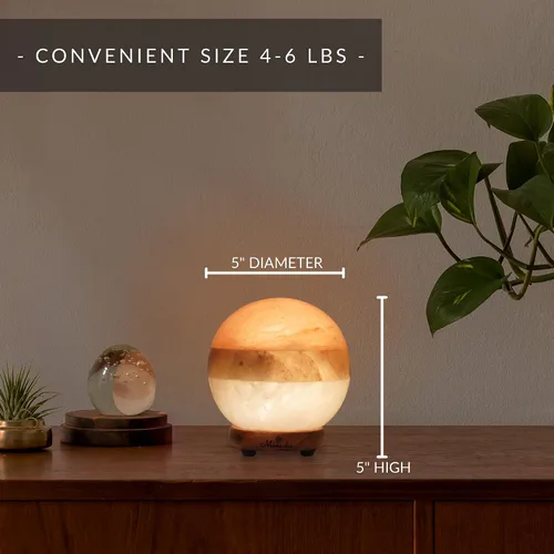Vista 3 de Lámpara de roca de sal de doble iluminación - Globo moderno rosa blanco y gris Diseño de lámparas de sal con atenuador, brillo ajustable. Luz
