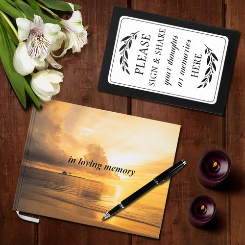 Vista 6 de TAOPE Libro de visitas funerarias, libro de visitas funerarias para servicio conmemorativo, libro de visitas para funeral, libro de visitas