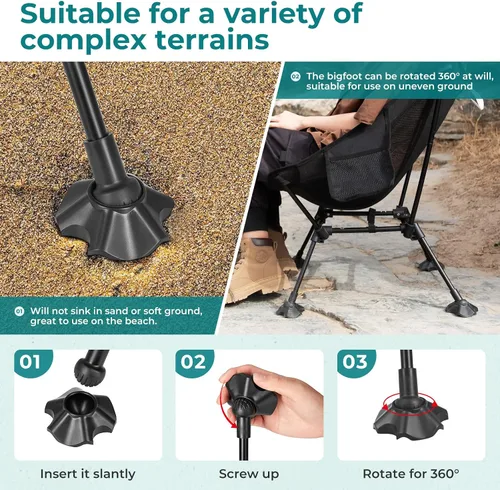 Vista 4 de ATEPA Silla de mochilero, ultraligera, plegable, portátil, pequeña, sillas de camping para adultos, asiento de playa plegable compacto con pies