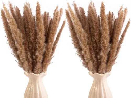 Vista 12 de Uieke 100 piezas de hierba de las pampas seca natural de 17 pulgadas de alto, flores secas grandes de caña sintética para arreglos florales de boda