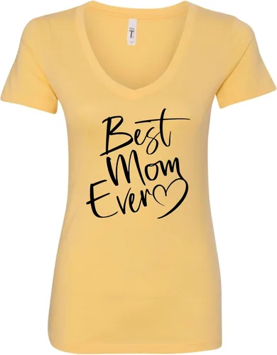Vista 15 de Go All Out Script Best Mom Ever Heart Idea - Camiseta con cuello en V para mujer