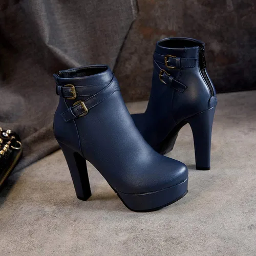Vista 38 de Scaoruki Zapatos de otoño de moda para mujer, botines de tacón de bloque