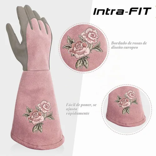 Vista 2 de Rose Pruning Gloves with Forearm Protection, Thorn Resistant Rosa (Blushpink)
