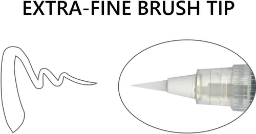 Vista 2 de Kuretake Zig Fude - Rotulador de punta fina, tinta blanca recargable, para caligrafía, manga, dibujo, profesional, artista, fabricado en Japón