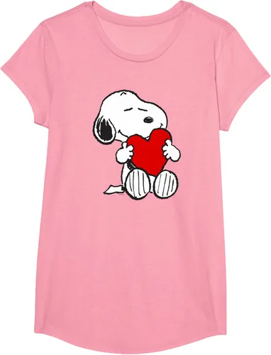 Vista 34 de Peanuts Camiseta de San Valentín Snoopy Hugging Heart, Negro