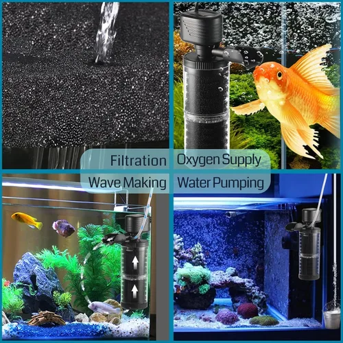 Vista 4 de Filtro de Acuario XpertMatic 15W de 2 Etapas 238 GPH (900L/h) para Tanque de Peces de Hasta 70 Galones, Filtro de Tanque Interno Sumergible y Bomba
