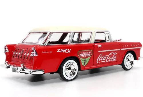 Vista 4 de Motor city classics Coca-Cola 1955 Chevy Nomad 1:24 Modelo a Escala Diecast Collectible 424057