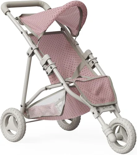 Vista 12 de Olivia's Little World Conjunto de Portabebés y Asiento de Coche de Muñeca Bebé Princesa de Lunares, Rosa/Gris Rosa/Gris