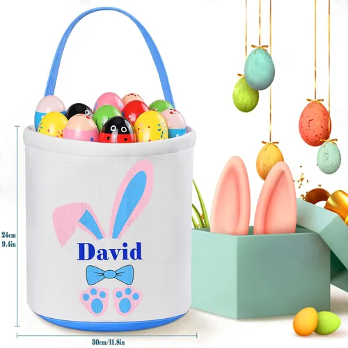 Vista 3 de Jocidea - Regalos de Pascua personalizados para niños, cesta de Pascua personalizada para niños, cesta de Pascua de peluche, cesta de Pascua