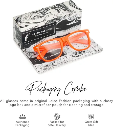 Vista 4 de LEICO FASHION Lentes transparentes sin receta retro para hombres y mujeres lentes falsos para disfraz de cosplay