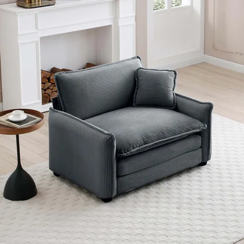 Vista 13 de Sofá Loveseat Grande en Beige y Blanco de 194.8 cm, Sofás Seccionales de 2 Plazas Grandes para Sala de Estar, Sofá Seccional Modular de Tela