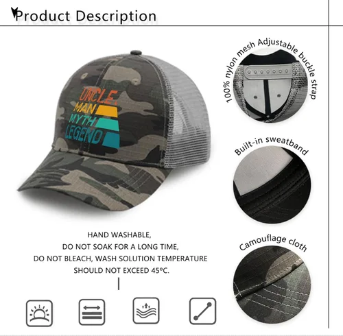 Vista 6 de Gorros de béisbol tío hombre, leyenda mito, gorra para papá, para hombre, diseño vintage, camuflados, para regalos