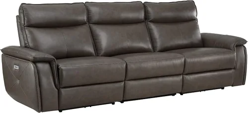 Vista 3 de Lexicon Raelynn Power - Sofá reclinable doble, color marrón oscuro