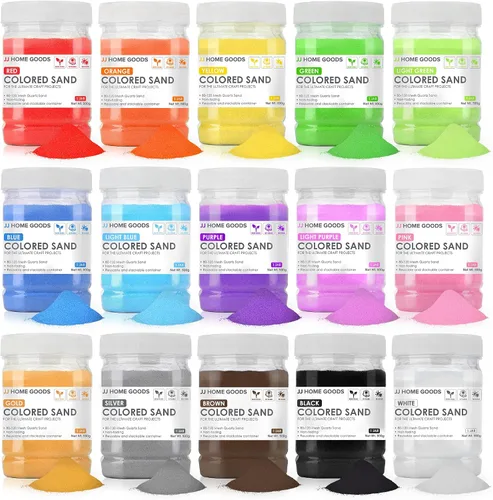 Vista 7 de JJ CARE Botellas de arena [12 botellas de arena en forma de onda + 6 embudos pequeños y 6 grandes] Kit de arte de arena para niños de 3 años más