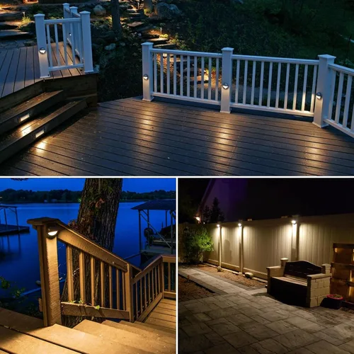 Vista 2 de SUNVIE Luces de cubierta de bajo voltaje con conector Fastlock2 de cable de 5 W, luces LED para escalones de paisaje, iluminación de acento al aire