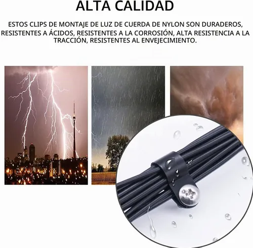 Vista 9 de mankk 50 clips de luz de cuerda de 1/2 pulgada, clips de montaje estilo P, abrazaderas de cable de plástico con cabeza plana de acero inoxidable
