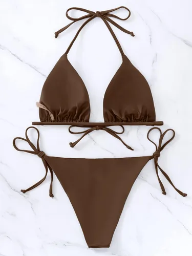 Vista 86 de Rajputana Conjunto de bikini para mujer, traje de baño brasileño de dos piezas con tanga