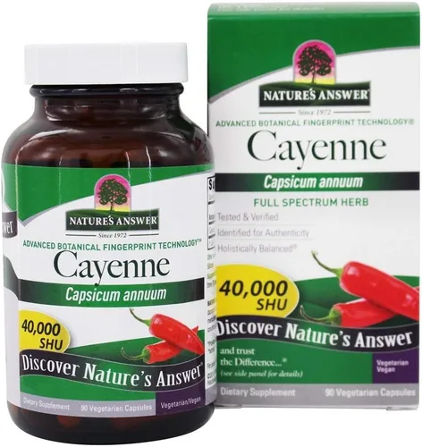 Vista 8 de Nature's Answer Suplemento de cápsula de pimienta de cayena en polvo, 90 unidades Potenciador natural del metabolismo Promueve la salud