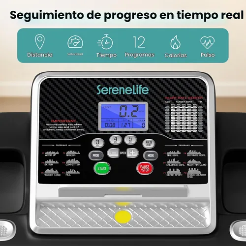 Vista 3 de SereneLife Máquina de ejercicios eléctrica plegable para caminadora – Entrenador de fitness digital compacto inteligente con sincronización