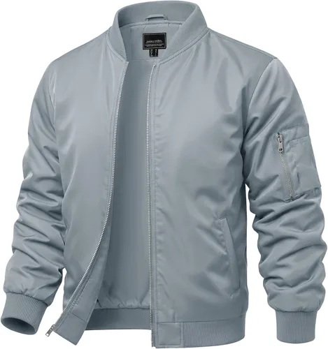 Vista 11 de CRYSULLY Chaquetas bomber ligeras para hombre, con cremallera completa, casual, rompevientos, de golf, a la moda, con bolsillo