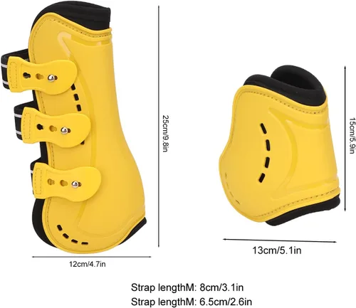 Vista 7 de Botas de tendón para caballo, frente abierto, transpirables, ajustables, botas protectoras para caballo, forro suave, botas protectoras para caballo