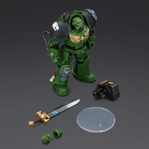 Vista 8 de JOYTOY Warhammer 40,000 1/18 Figura de acción Salamanders Terminator 1 con espada de poder y bolter de tormenta, modelo de colección de regalos