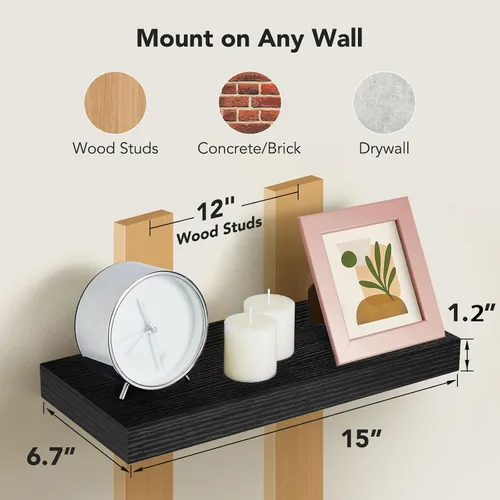 Vista 3 de AMADA HOMEFURNISHING Estantes de baño con toallero, estantes flotantes montados en la pared, juego de 4