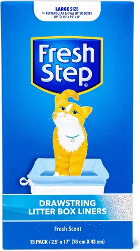 Vista 17 de Fresh Step Bolsas de arena para gatos con cordón, bolsas de arena perfumadas resistentes para sartenes ovaladas y rectangulares grandes, control