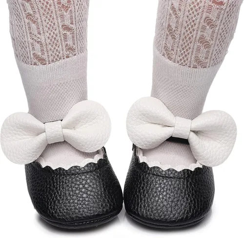 Vista 5 de Bebila Zapatos planos Mary Jane para bebés y niñas, con lazo, suela suave, mocasines de piel sintética, recién nacida, para primer andador