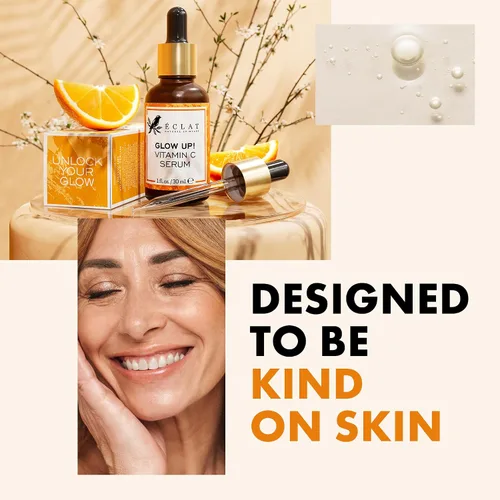 Vista 8 de Suero facial con vitamina C, ácido hialurónico, ácido ferúlico y vitamina E, suero iluminador facial antienvejecimiento para el cuidado de la piel
