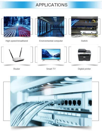 Vista 7 de Cable Ethernet Cat8, 3 pies de velocidad de cena 26 AWG 40 Gbps, 2000 Mhz con conector RJ45 chapado en oro, red LAN Cat8, cable SSTP UV