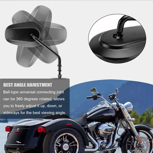 Vista 3 de LKV Espejos retrovisores para motocicleta, ajuste de 360 grados, espejos laterales de vástago largo para Harley Sportster Road King Softail Street