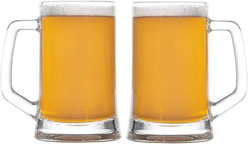 Vista 2 de Amlong Crystal Taza de cerveza sin plomo – 12 oz (derecho para 1 botella), juego de 2