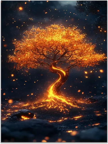Vista 32 de VOCBAN Nature Tree of Life Abstract Pictures Canvas Painting Large Modern Canvas Wall Art Colorful Trees Living Room Wall Decor Plant Prints(black