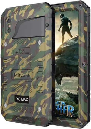 Vista 18 de Mitywah Funda impermeable para iPhone 11, resistente y duradera, de metal, protección de pantalla integrada, impermeable, a prueba de golpes, a Negro