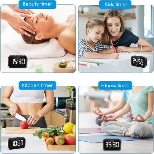 Vista 8 de Temporizador digital de cocina, temporizador digital con pantalla LED grande, temporizador magnético para el aula con cuenta regresiva, 3 niveles