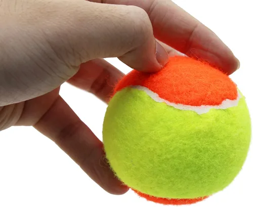 Vista 6 de Pelotas de tenis, paquete de 12 pelotas de tenis de baja compresión del 50% para principiantes, jóvenes, niños, entrenamiento con bolsa de malla