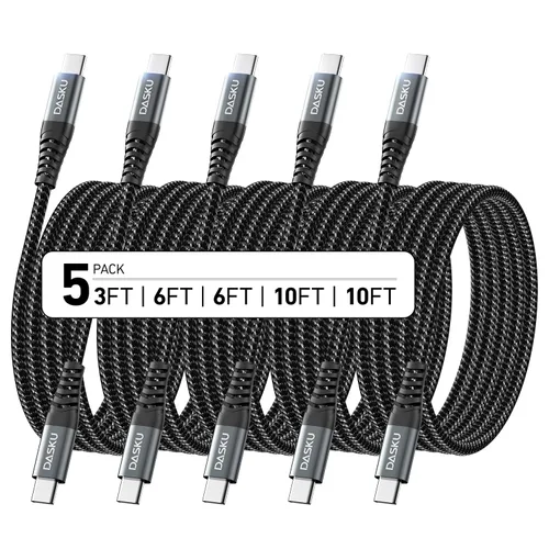 Vista 103 de Dasku iPhone 17 USB C a USB C de carga rápida, 60 W (3.1 A), paquete de 2 cables cargador de carga de 3 pies tipo C para iPhone 17/16/15/15 Plus/15