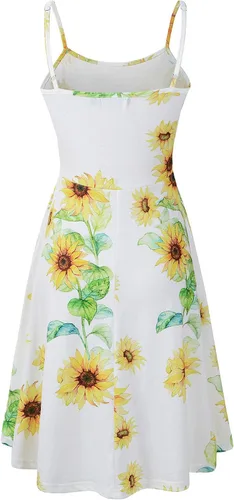 Vista 2 de TIMSEM Vestido acampanado floral sin mangas de verano con tirantes ajustables para mujer