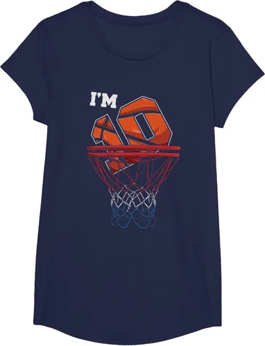 Vista 72 de Camiseta de regalo de cumpleaños con red de baloncesto de 10 años, Negro