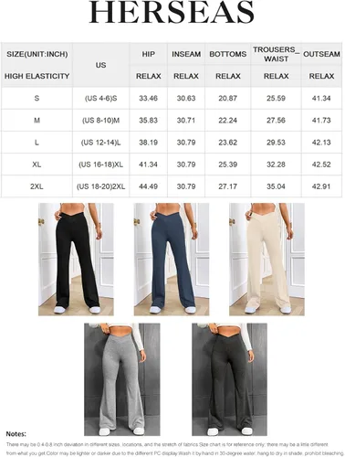 Vista 6 de Herseas Pantalones de chándal acampanados para mujer, cintura cruzada, pantalones acampanados para yoga