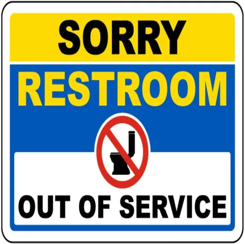 Vista 22 de Letrero de metal con texto en inglés «Restroom Temporarily Out Of Order» de 12 x 12 pulgadas, divertido letrero de hojalata retro para decoración