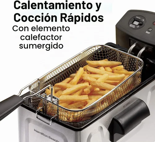 Vista 4 de Hamilton Beach 35033 - Freidora con capacidad para 12 tazas de aceite, 10.2 x 8.9 x 16.3 pulgadas, plata