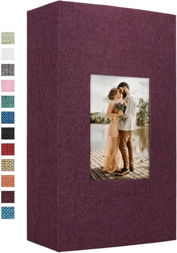 Vista 8 de Vienrose - Álbum de fotos de 4 x 6 pulgadas, 100 páginas, cubierta de lino con ventana frontal, para bebés, bodas, familias, niños y aniversarios