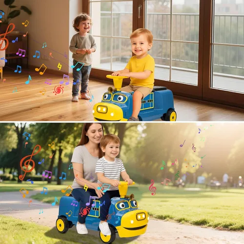 Vista 6 de Tren de paseo de 2 plazas y 12 V para niños con asiento abatible Azul