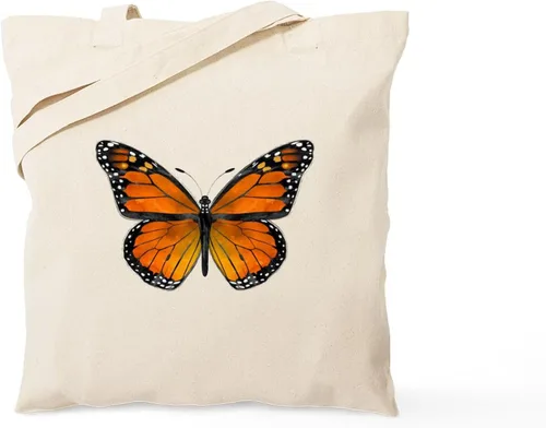 Vista 10 de CafePress Bolso de compras de lona beige natural reutilizable con diseño de mariposas
