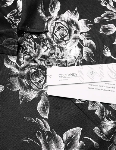 Vista 5 de COOFANDY Camisa de botones con estampado de flores de lujo para hombre