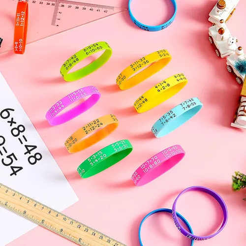 Vista 6 de Zhanmai 48 pulseras de multiplicación, pulseras de silicona matemáticas