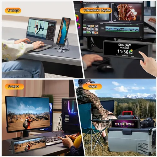 Vista 6 de Monitor de pantalla táctil pequeño de 8.8 pulgadas, pantalla de temperatura de PC 1920 x 480, pantalla de panel de sensor de PC HDMI de 60 Hz, mini