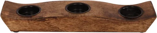 Vista 2 de eTroves Juego de portavelas de madera, portavelas votivas de madera de mango con diseño de barco de madera de mango, portavelas de madera
